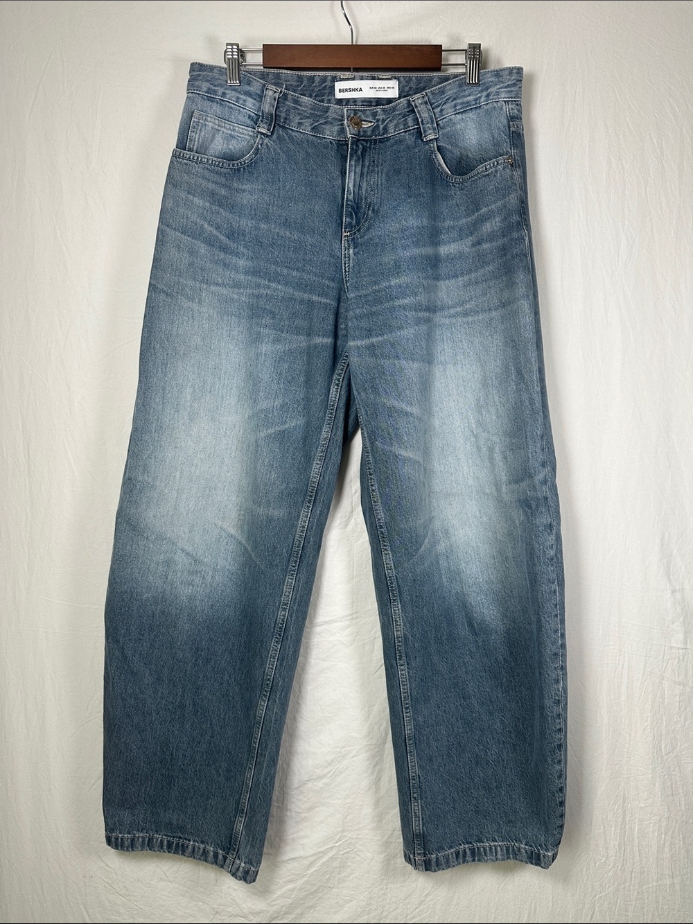 Y2K Baggy—Bershka Washed Blue Relaxed Jeans